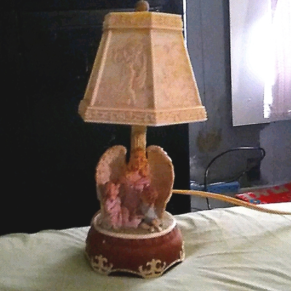 Set of 2 angel lamp/music box